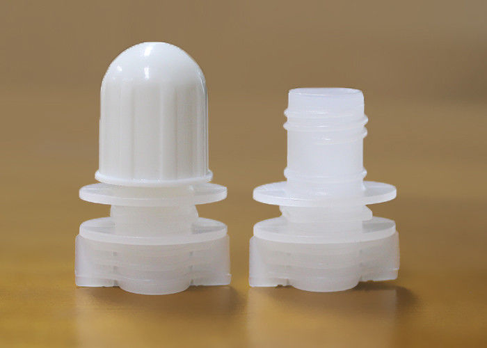 White Plastic Spout Screw Capping Caps Sealing On Laundry Detergent Doypack