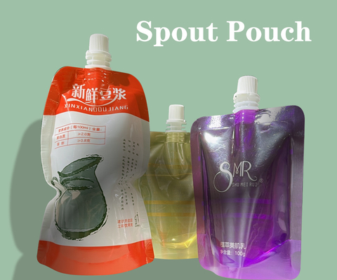 Customized 200ml 500ml 1000ml Spouted Stand Up Pouches For Jelly Milk Coffee Skincare And Perm Water