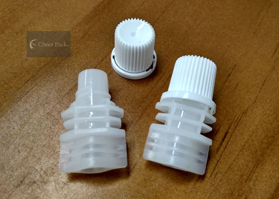 White Color PE Pour Spout Caps Screw Type Outer Diameter 10.5 Millimeter