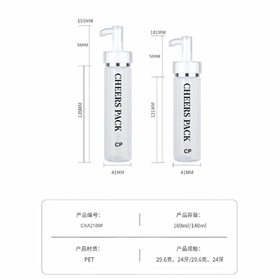 140ML PET Cosmetic Bottles For Lotion , Essential Oil With Pump Wholesale PET Cosmetic Bottles