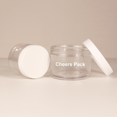 Wholesale Skincare Empty Body Scrub PET Jar Container Clear Round Plastic Body Scrub Jars With Lids