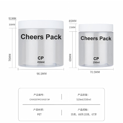 Popular Food Grade Clear PET Plastic Jars With Screw LIDS