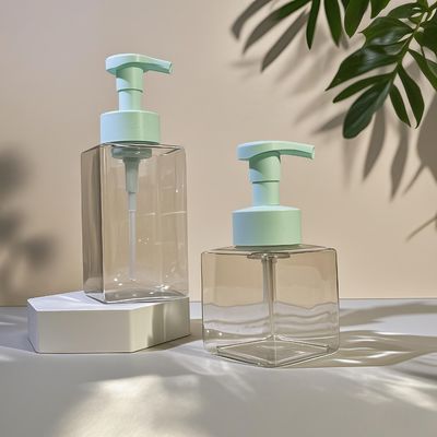 Square Cosmetic Lotion Pump Bottle with PET Material and Press Pump for Skin Care Packaging