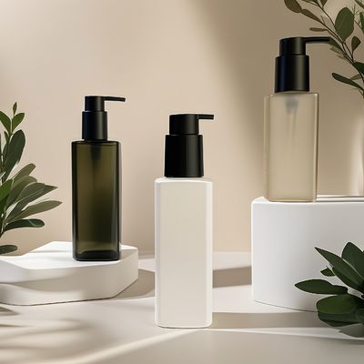 PET Plastic Square Bottle with Press Pump Sealing for Cosmetic Personal Care Packaging in Custom Colors