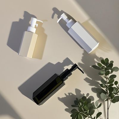 Hexagonal Straight Body PET Plastic Bottle with Press Pump Sealing for Cosmetic Lotion or Shampoo in 120ml 150ml 200ml Capacity