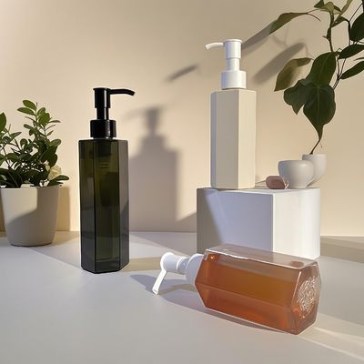 Hexagonal Straight Body PET Plastic Bottle with Press Pump Sealing for Cosmetic Lotion or Shampoo in 120ml 150ml 200ml Capacity