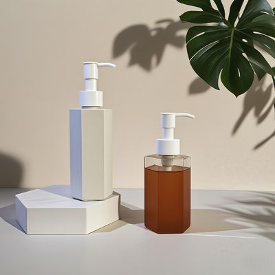 Hexagonal Straight Body PET Plastic Bottle with Press Pump Sealing for Cosmetic Lotion or Shampoo in 120ml 150ml 200ml Capacity