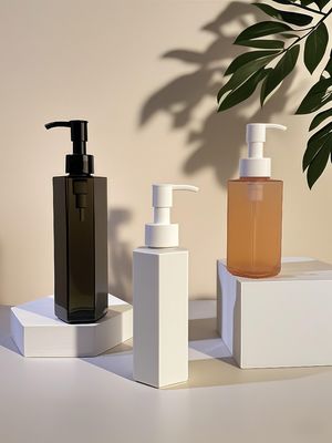 Hexagonal Straight Body PET Plastic Bottle with Press Pump Sealing for Cosmetic Lotion or Shampoo in 120ml 150ml 200ml Capacity