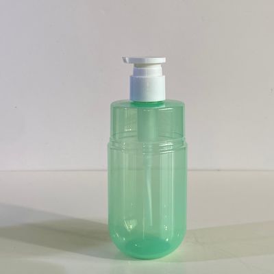 300ml Capacity Transparent Green PET Pump Dispenser Bottle for Cosmetic Lotion with Custom Logo