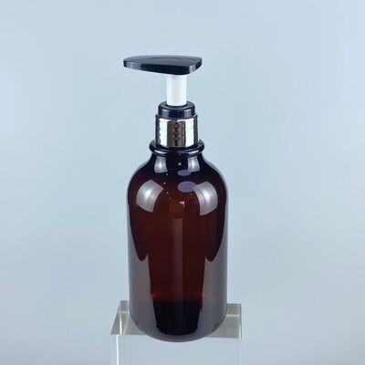 500ml Semi-Transparent Brown PET Plastic Bottle Press Pump for Cream Shower Gel Hair Care Screw Cap for Cosmetics Packaging