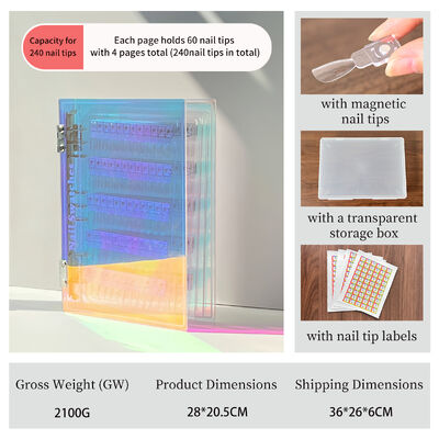 Detachable Acrylic Magnetic Nail Art Display Board Gradient Colors 120/180/240 Shades for Plastic Tool Nail Gel Nail Supplies