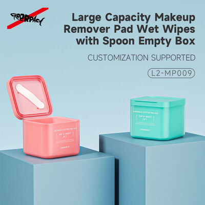 100 Sheet Skincare Cotton Pad Box 2.0 Bulk Order Plastic Jars with Removable PP Liner Food Grade for Cosmetic Brands/OEM