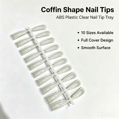 Coffin ABS Nail Tips, Clear Full Cover False Nails for Salon Nail Extension DIY Nail Art and Bulk Supply
