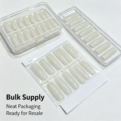 Natural ABS Almond Shape Full Cover False Nails Clear Finger Nail Tips for Nail Art Salon Use and Bulk Supply