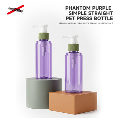 Transparent Purple PET Pump Bottle Empty Lotion Dispenser Bottle Custom Color Cosmetic Packaging Container for Shampoo Body Wash