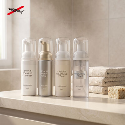 60ml Empty White PET Foam Pump Bottle Refillable Facial Foam Dispenser Custom Cosmetic Foaming Soap Packaging Container