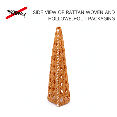 Reusable Rattan Woven Spout Pouch with Aluminum Cap | CheerPack Patented 100ml rattan-woven hollow-out spout pouch with reusable Sleeve and aluminum screw cap. Eco cosmetic packaging, OEM/ODM welcome.