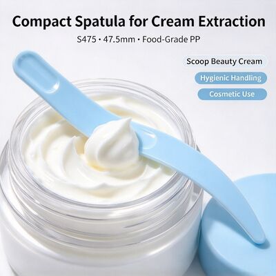S475 47.5mm Food‑Grade PP Cosmetic Spatula | White In‑Stock Wholesale | For extracting & applying facial cream, perfect for beauty salons & cosmetic jar accessories. Bulk wholesale available.
