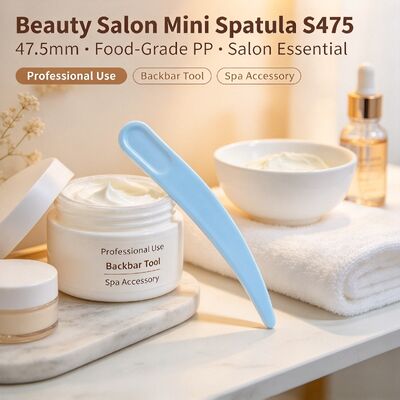 S475 47.5mm Food‑Grade PP Cosmetic Spatula | White In‑Stock Wholesale | For extracting & applying facial cream, perfect for beauty salons & cosmetic jar accessories. Bulk wholesale available.