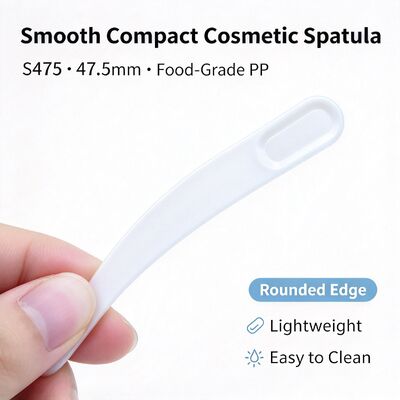 S475 47.5mm Food‑Grade PP Cosmetic Spatula | White In‑Stock Wholesale | For extracting & applying facial cream, perfect for beauty salons & cosmetic jar accessories. Bulk wholesale available.