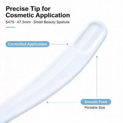 S475 47.5mm Food‑Grade PP Cosmetic Spatula | White In‑Stock Wholesale | For extracting & applying facial cream, perfect for beauty salons & cosmetic jar accessories. Bulk wholesale available.