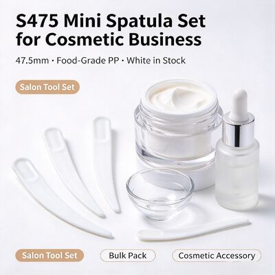 S475 47.5mm Food‑Grade PP Cosmetic Spatula | White In‑Stock Wholesale | For extracting & applying facial cream, perfect for beauty salons & cosmetic jar accessories. Bulk wholesale available.