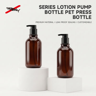 500ml Amber PET Lotion Pump Bottle | Cosmetic Shampoo Packaging Supplier | Thickened base, leak-proof. Custom logo & color for shampoo, body wash, skincare liquid. Bulk wholesale, flexible MOQ.